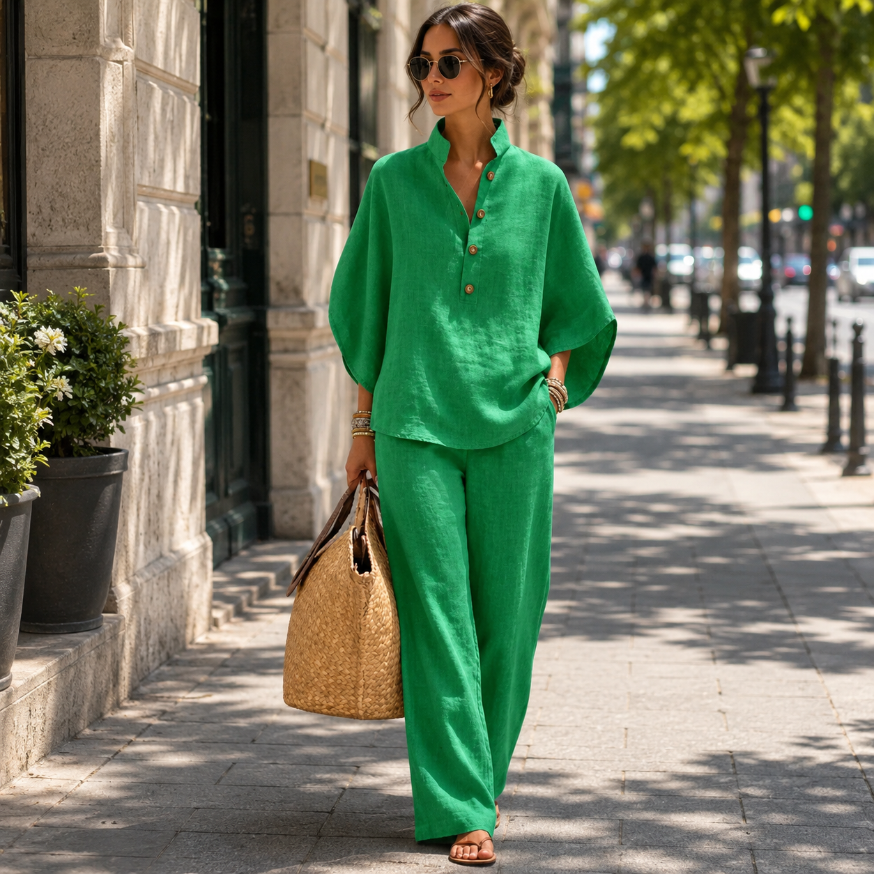 Flowy Wide-Leg Two-Piece Summer Set