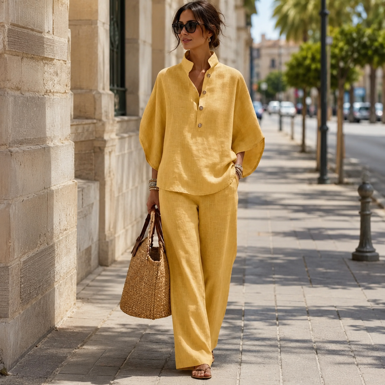 Flowy Wide-Leg Two-Piece Summer Set