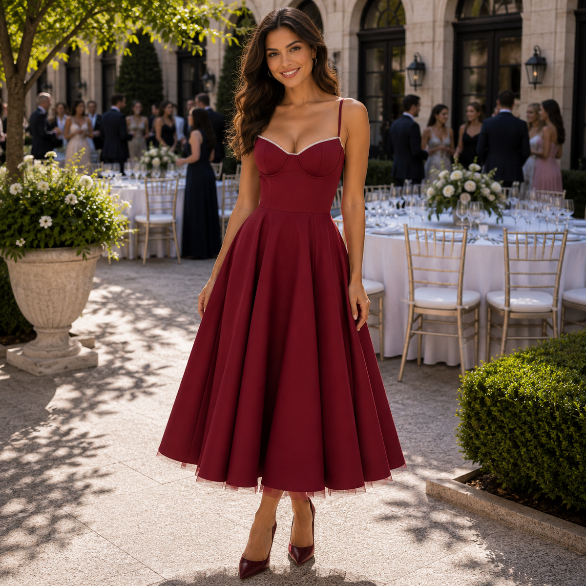 Sophisticated Midi Dress with Flattering Silhouette