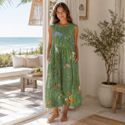 Flowy Beach Dress with Elegant Artistic Design