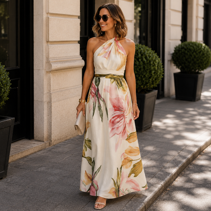 Zwiewna sukienka maxi z wyrafinowanym stylem halter