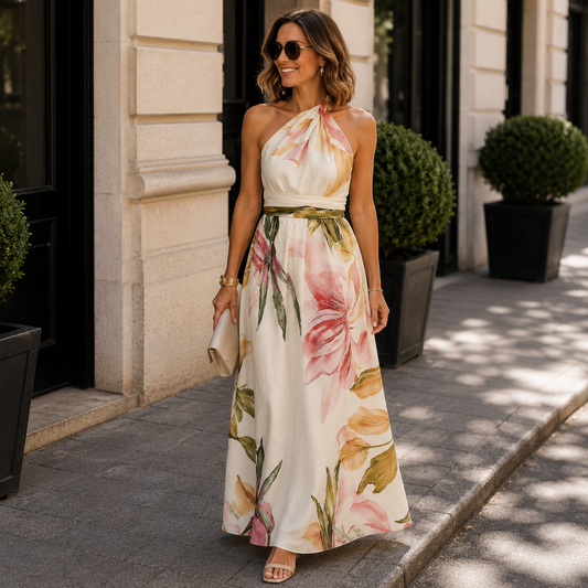 Flowy Maxi Dress with Sophisticated Halter Styling