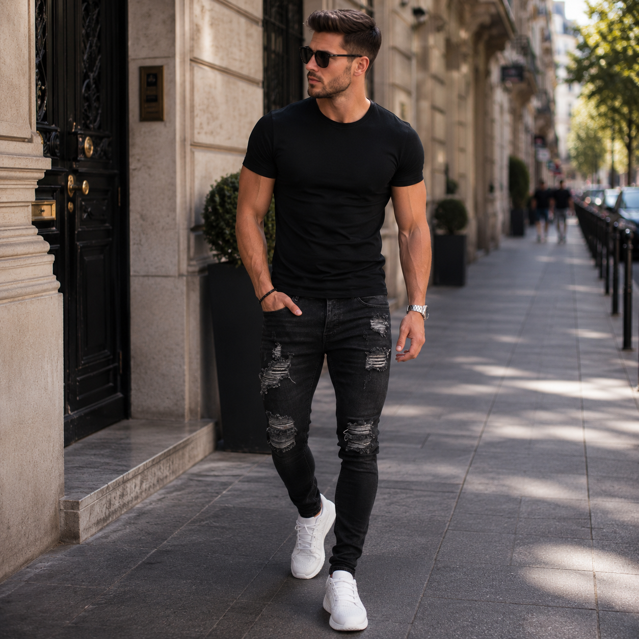 Trend Forward Skinny Jeans with Statement Ripped Accents