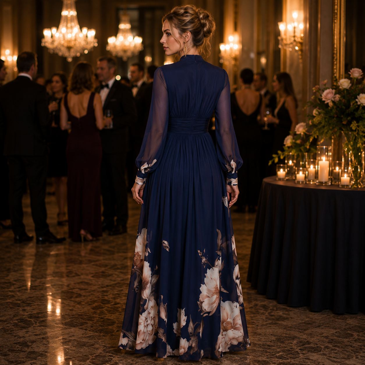 Chic Maxi Dress with Graceful Pleats and Soft Movement