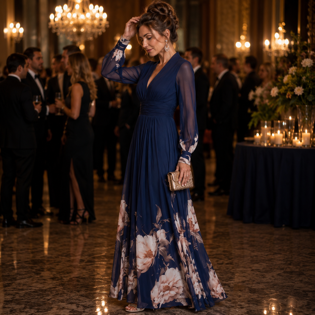 Chic Maxi Dress with Graceful Pleats and Soft Movement