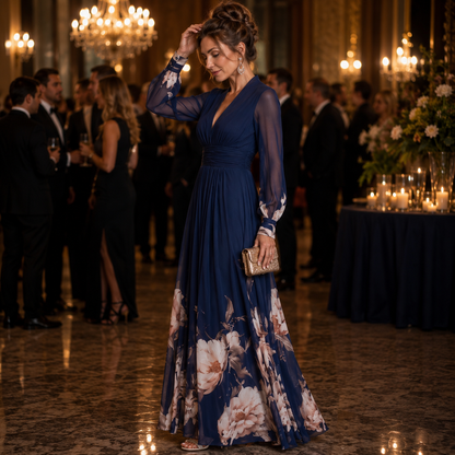 Chic Maxi Dress with Graceful Pleats and Soft Movement