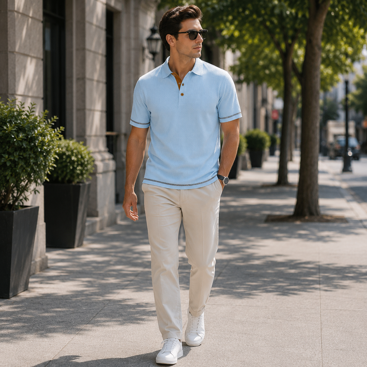 Textured Polo Shirt with Effortless Smart Casual Appeal