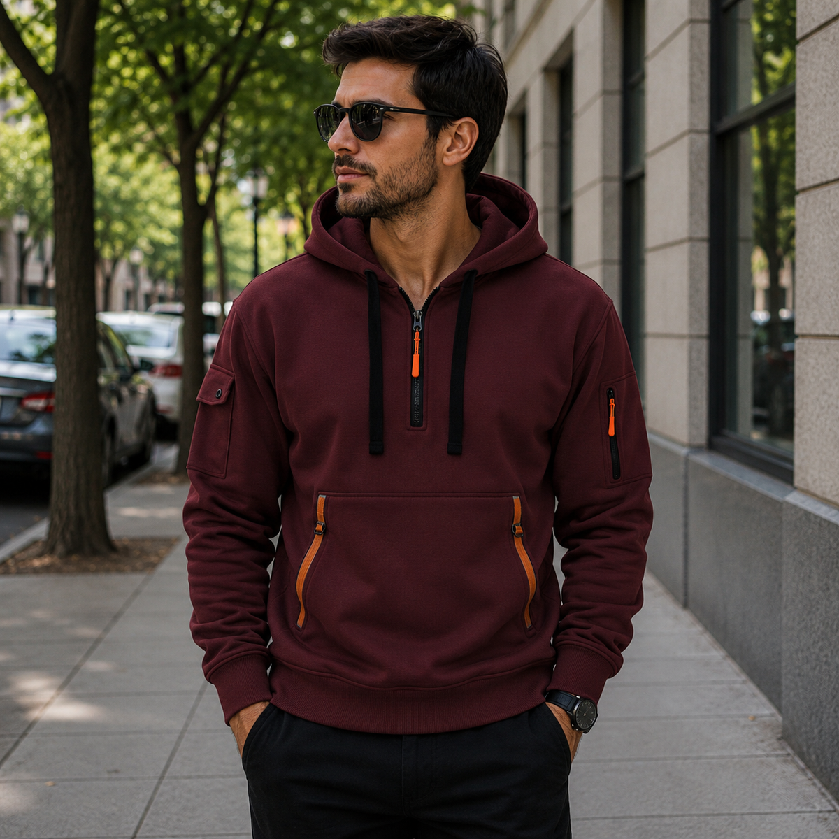 Everyday Hoodie with Functional Zipper Pockets