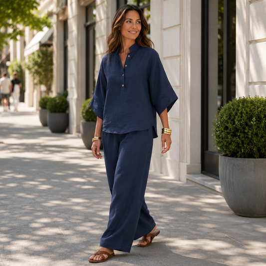 Casual Top and Pants Set with Relaxed Fit Design