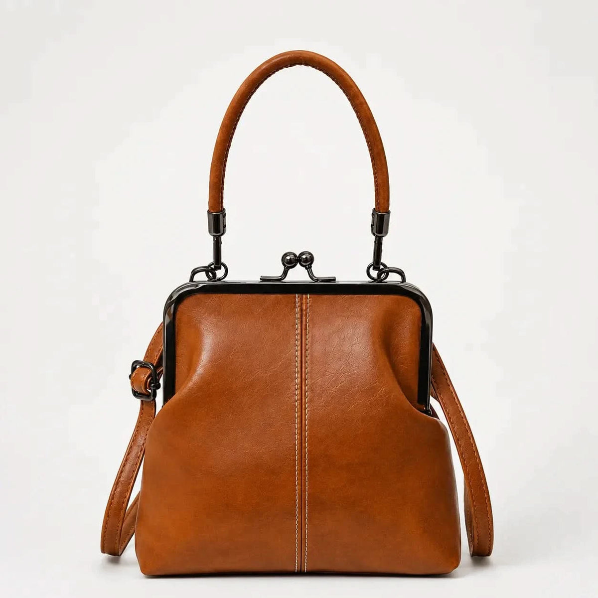 Dual-Handle Kiss Lock Crossbody Bag