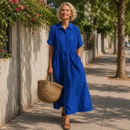 Midi Shirt Dress With Button Front