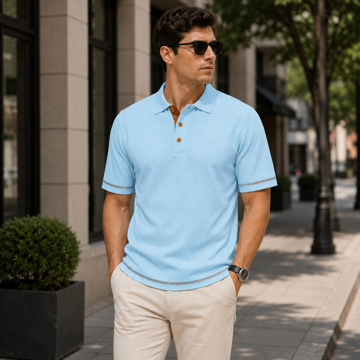 Textured Polo Shirt with Effortless Smart Casual Appeal