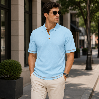 Textured Polo Shirt with Effortless Smart Casual Appeal