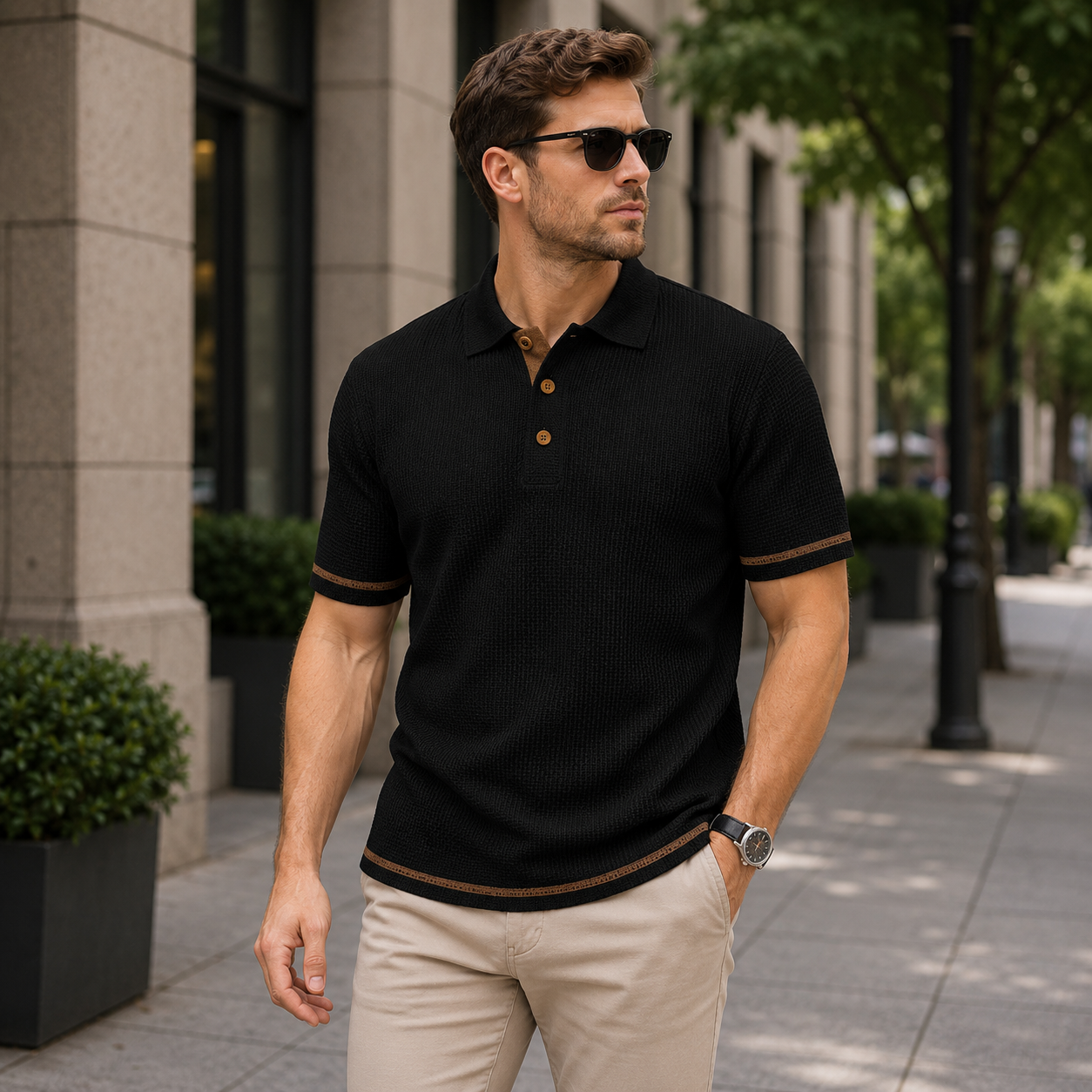 Textured Polo Shirt with Effortless Smart Casual Appeal