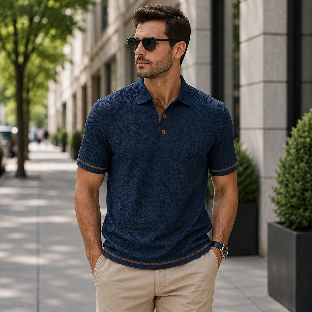 Textured Polo Shirt with Effortless Smart Casual Appeal