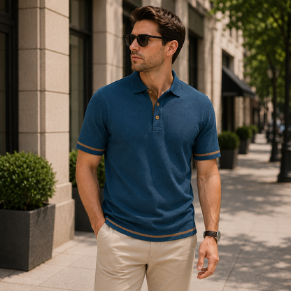 Textured Polo Shirt with Effortless Smart Casual Appeal