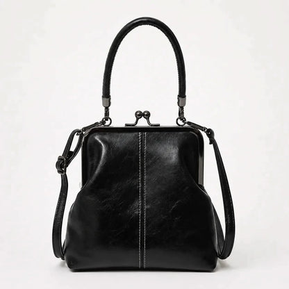 Dual-Handle Kiss Lock Crossbody Bag