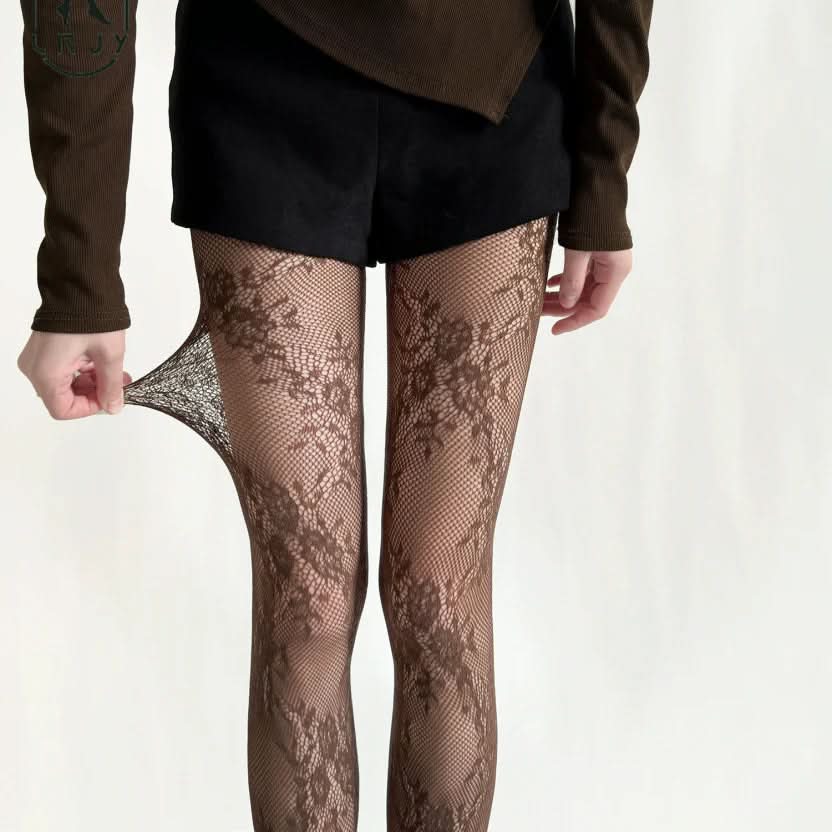 Chic Lace Tights - Elegant Floral Design with Comfortable Fit and Great Elasticity 0