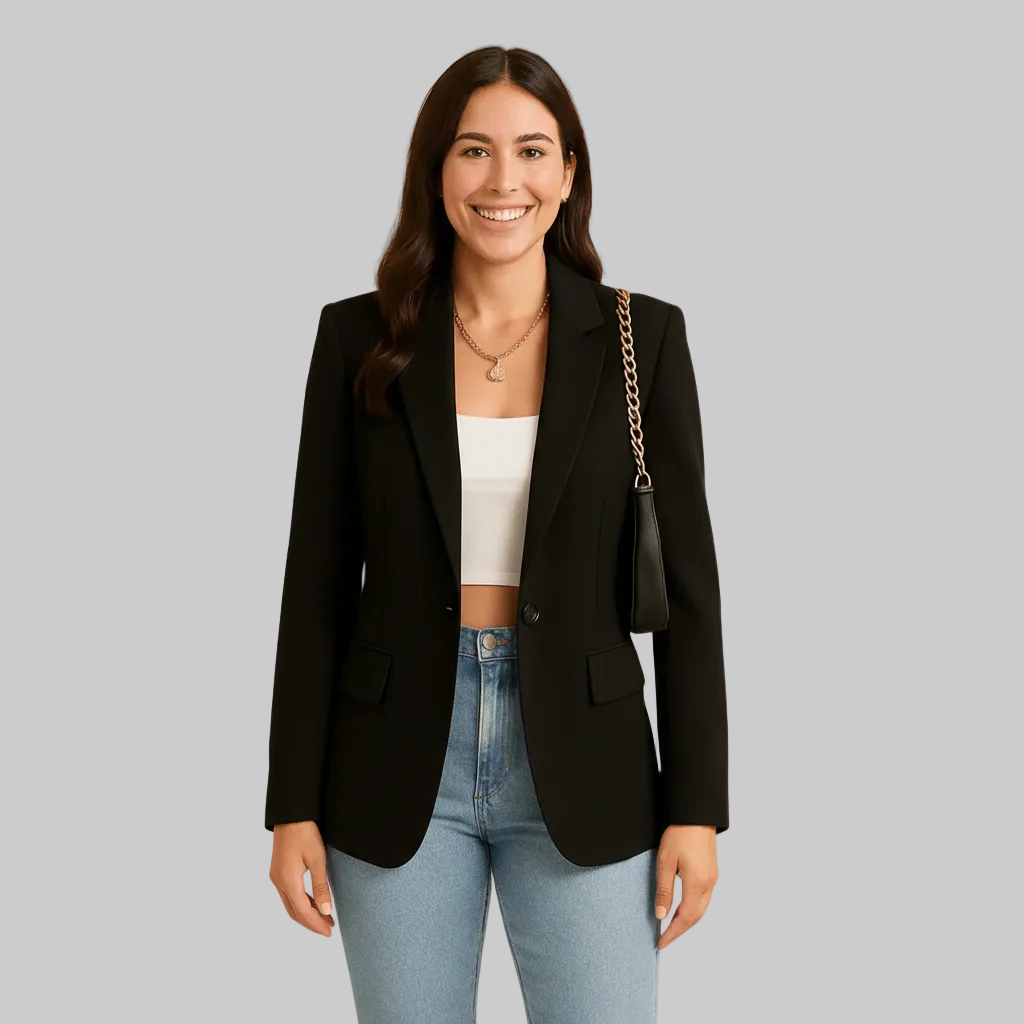 Chic Tailored Blazer in Smooth Woven Fabric for Effortless Elegance 0