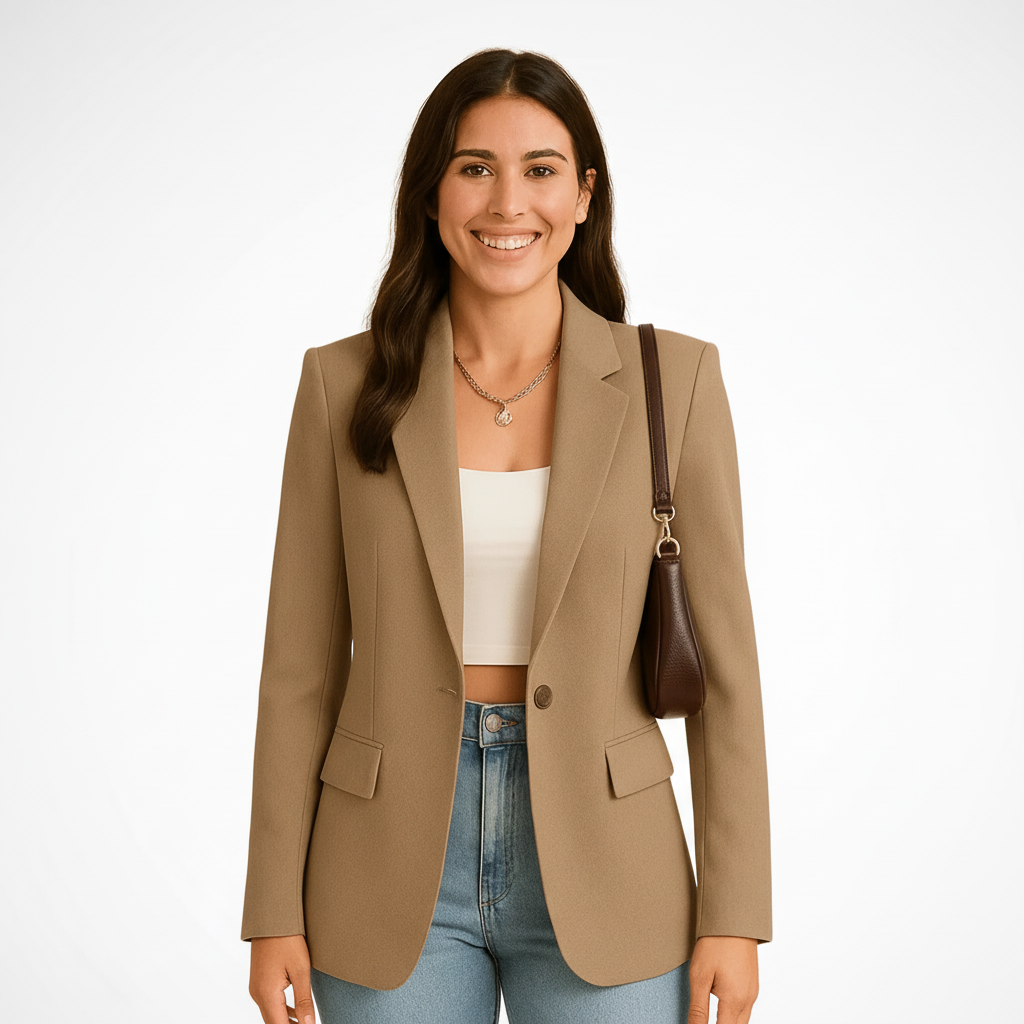 Chic Tailored Blazer in Smooth Woven Fabric for Effortless Elegance 1