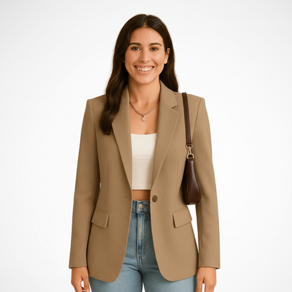 Chic Tailored Blazer in Smooth Woven Fabric for Effortless Elegance 1