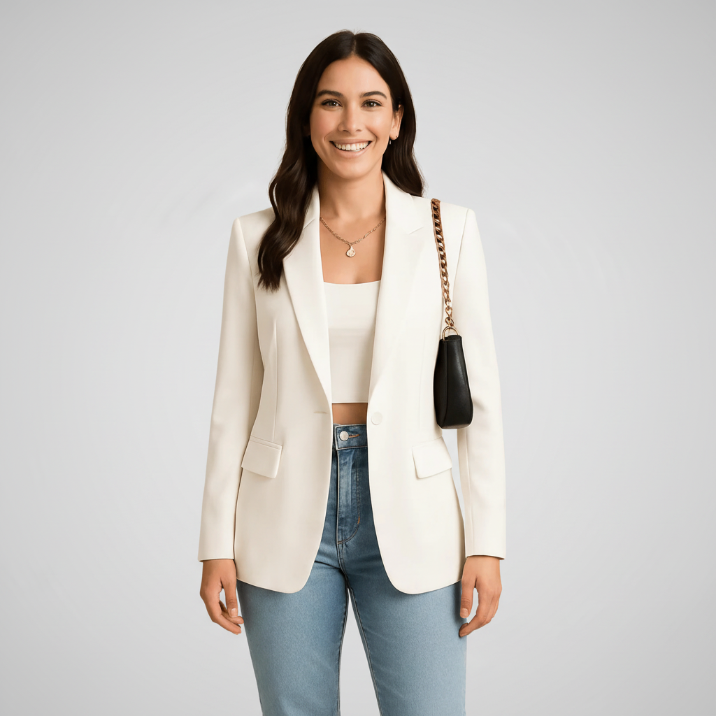 Chic Tailored Blazer in Smooth Woven Fabric for Effortless Elegance 2