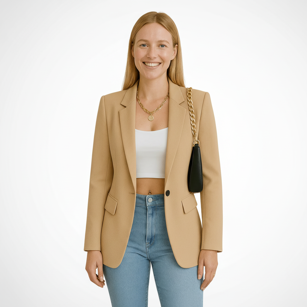 Chic Tailored Blazer in Smooth Woven Fabric for Effortless Elegance 5