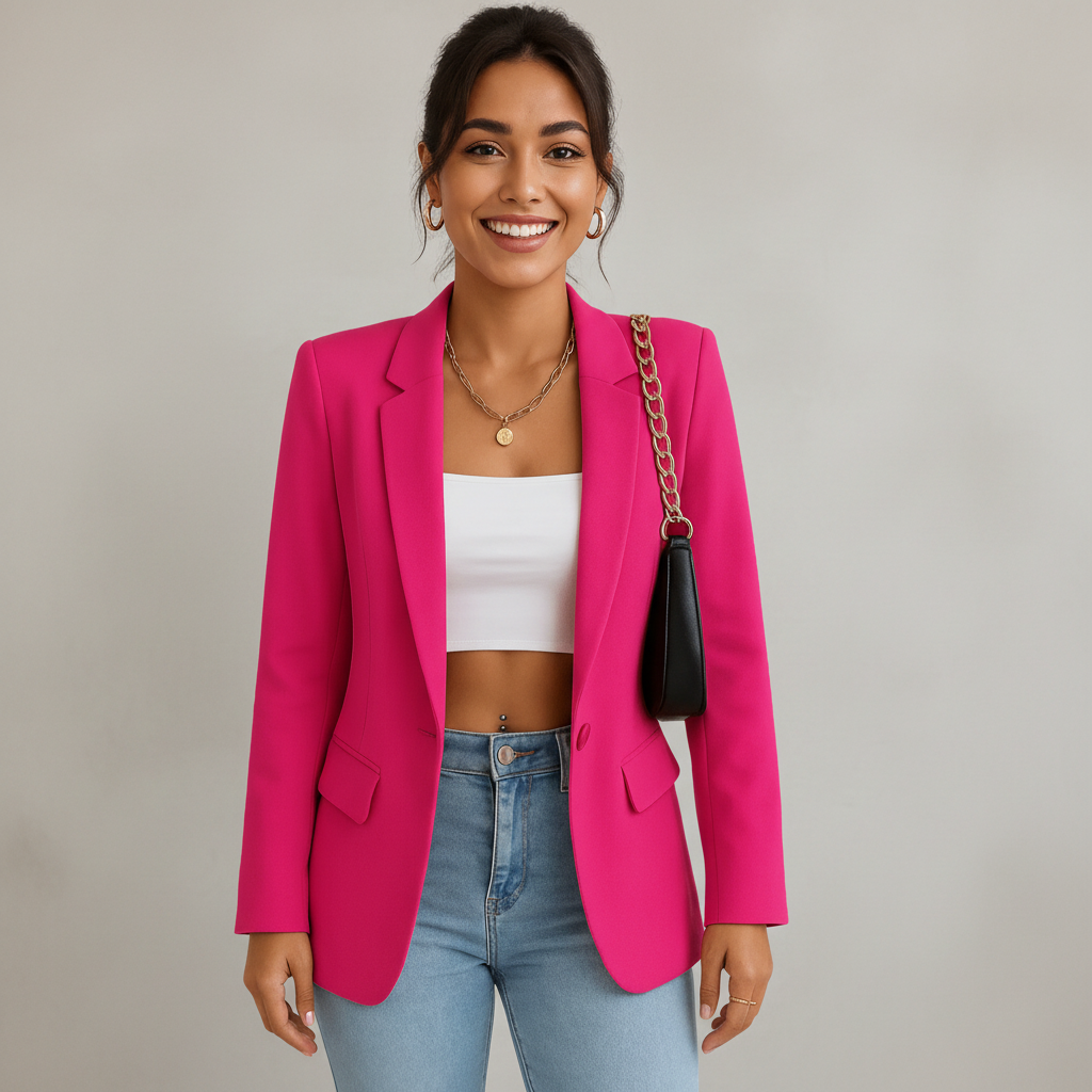Chic Tailored Blazer in Smooth Woven Fabric for Effortless Elegance 6