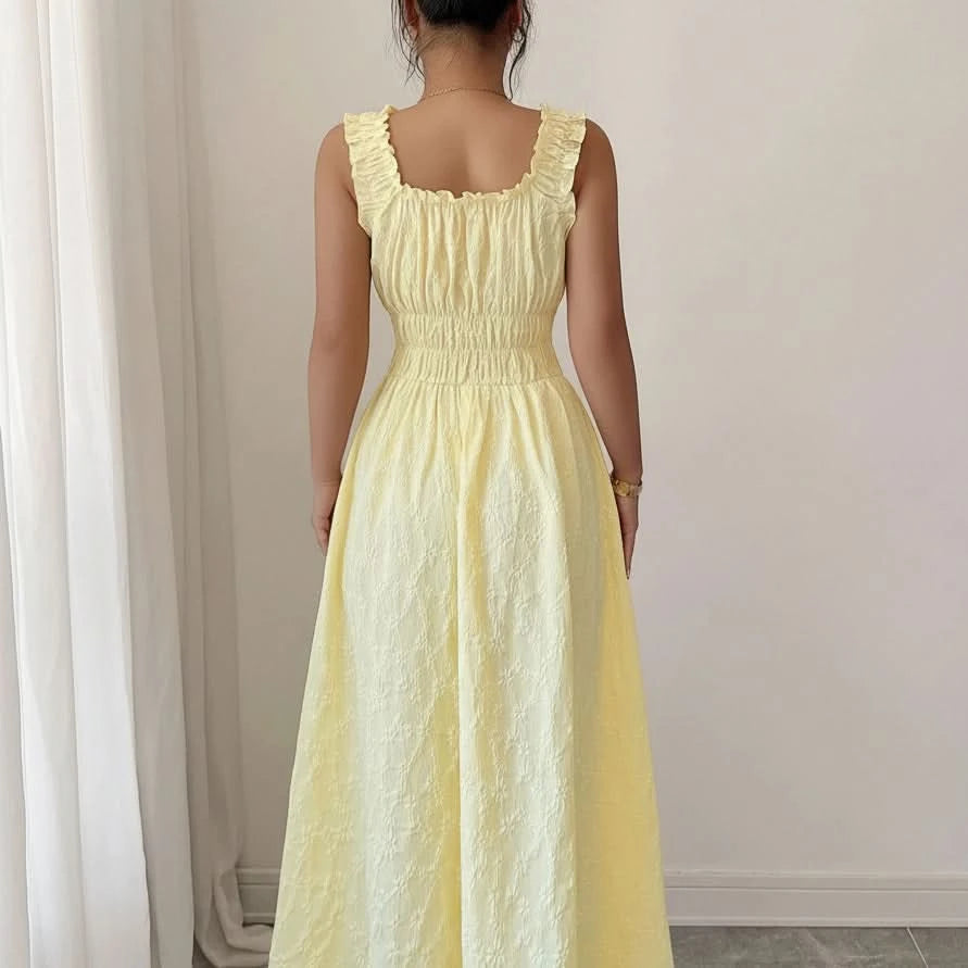 Chic Yellow Smocked Midi Dress - Women's Summer Dress for Beach Parties 2