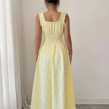 Chic Yellow Smocked Midi Dress - Women's Summer Dress for Beach Parties 2