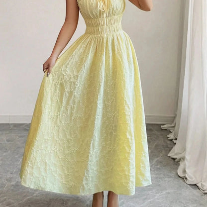 Chic Yellow Smocked Midi Dress - Women's Summer Dress for Beach Parties 3