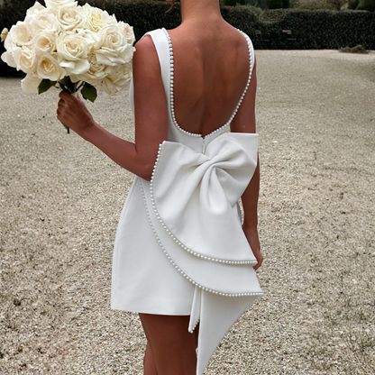 Festive Bow Detail Mini Dress