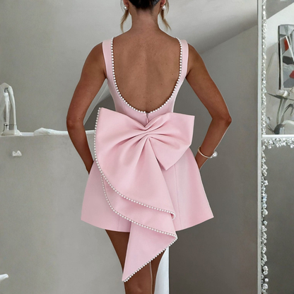Festive Bow Detail Mini Dress