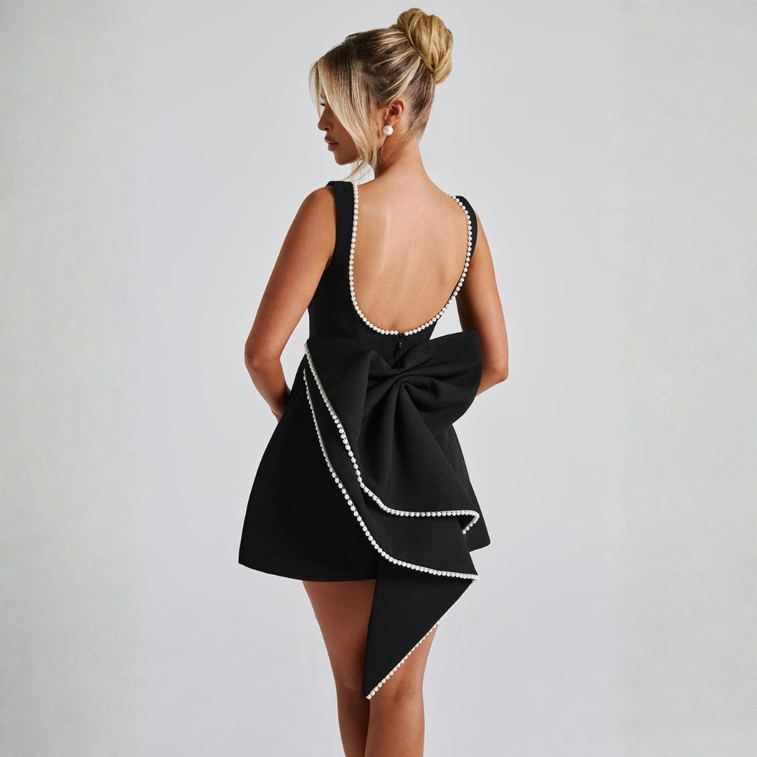 Festive Bow Detail Mini Dress