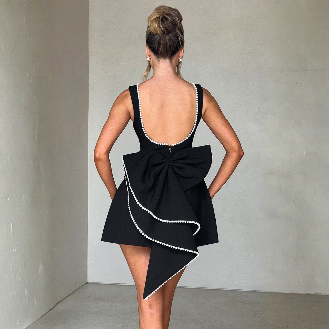 Festive Bow Detail Mini Dress