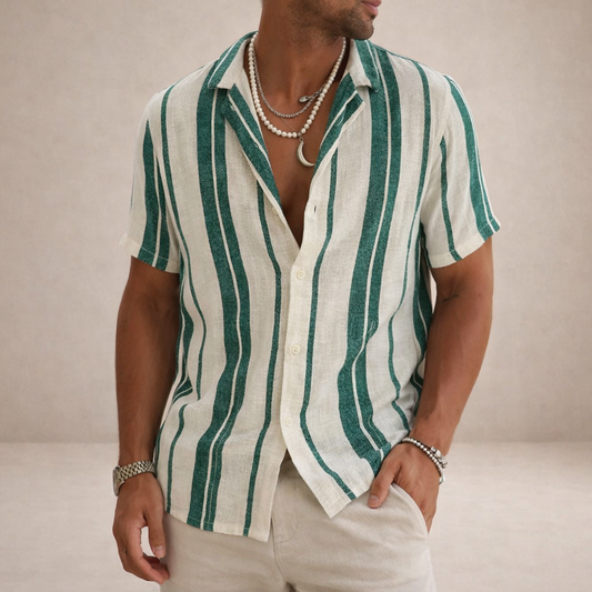 Classic Striped Linen Blouse for Men - Airy Fit & Versatile Style 0