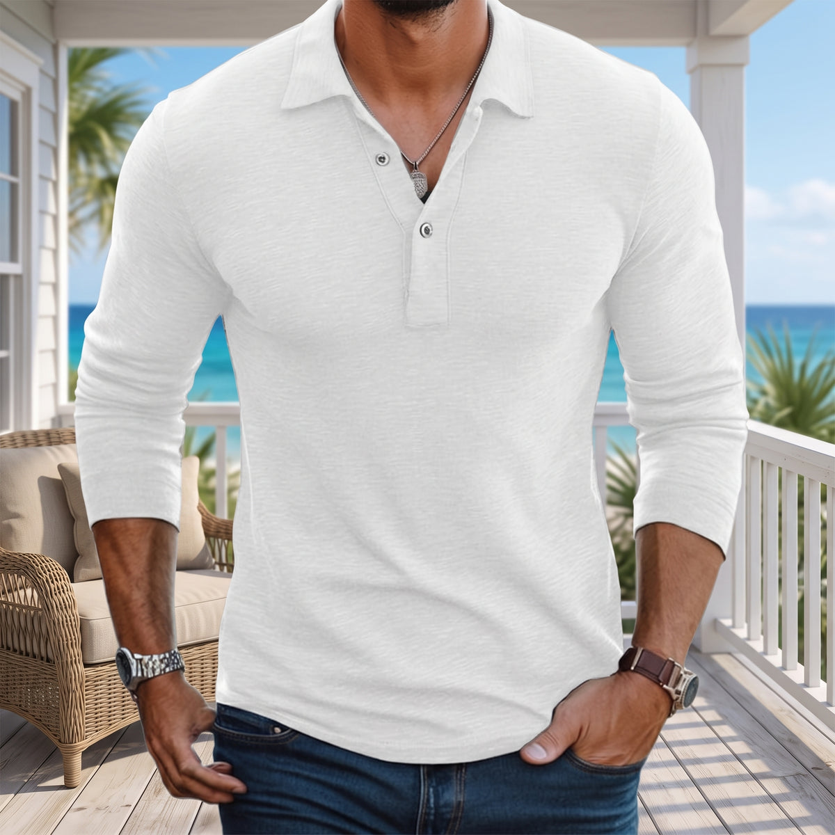 Slim Fit Long Sleeve Polo