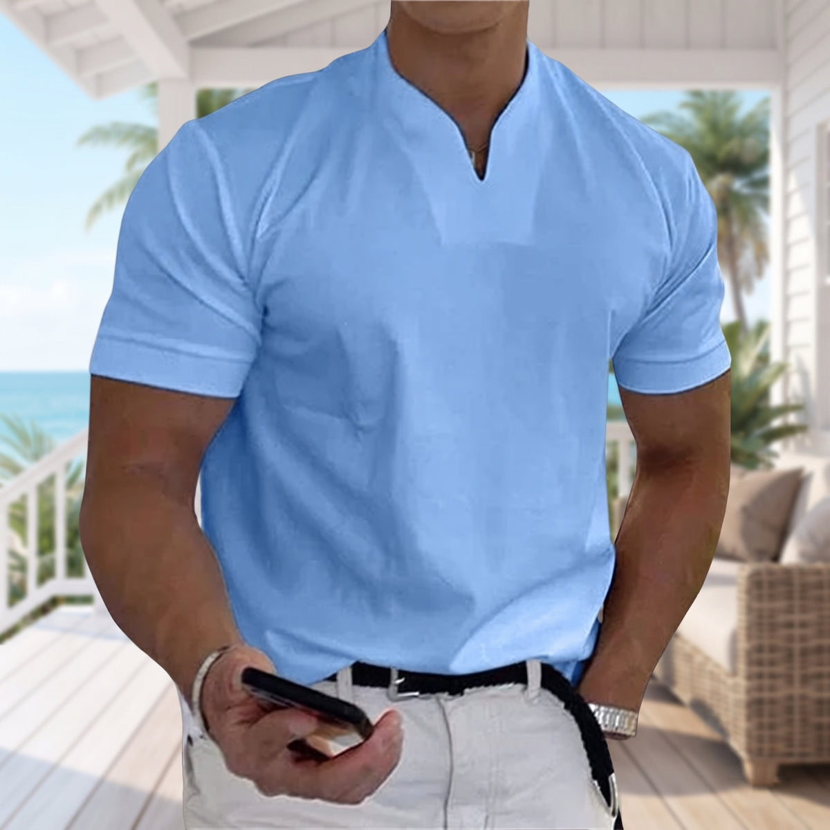 Modern V-Notch Casual T-Shirt