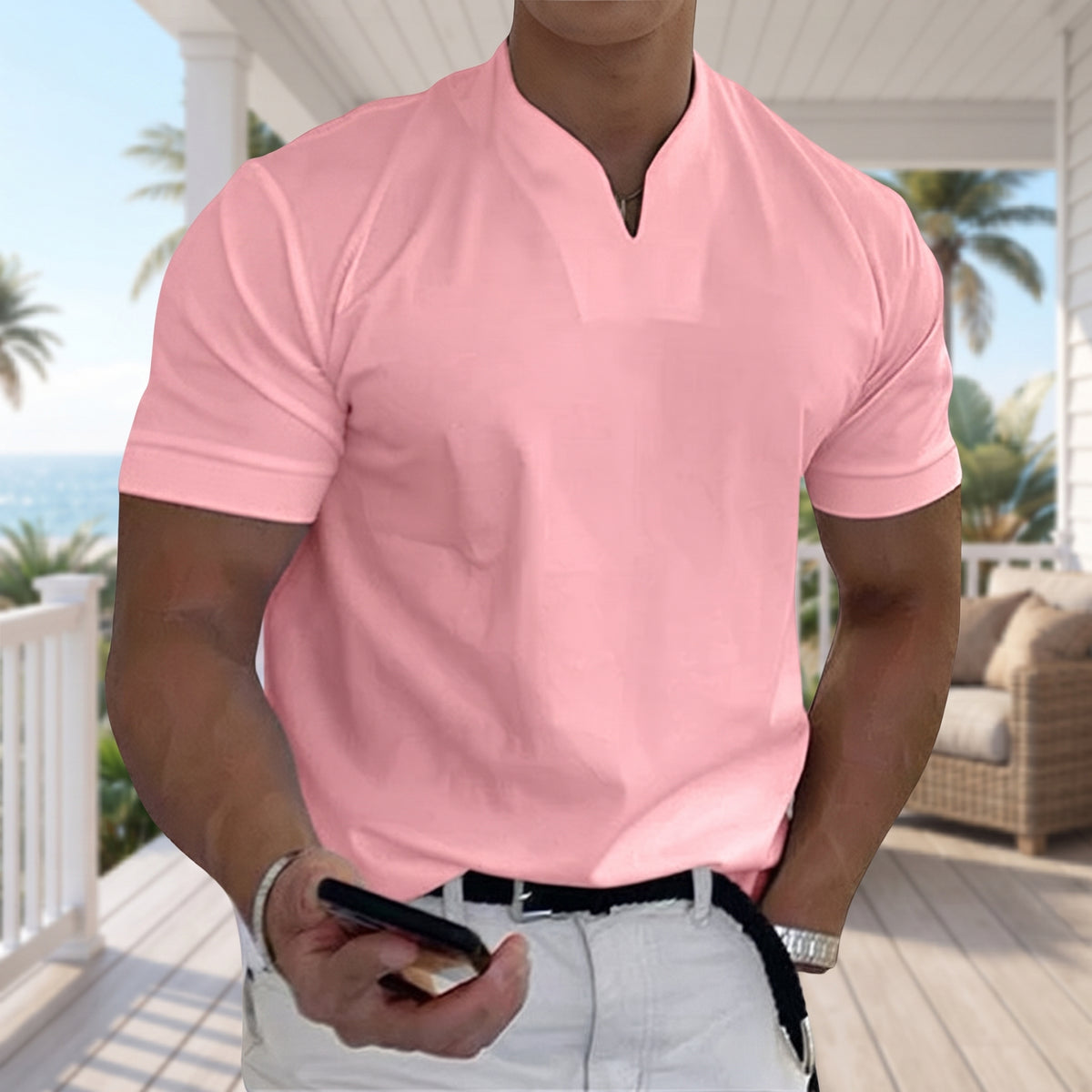 Modern V-Notch Casual T-Shirt