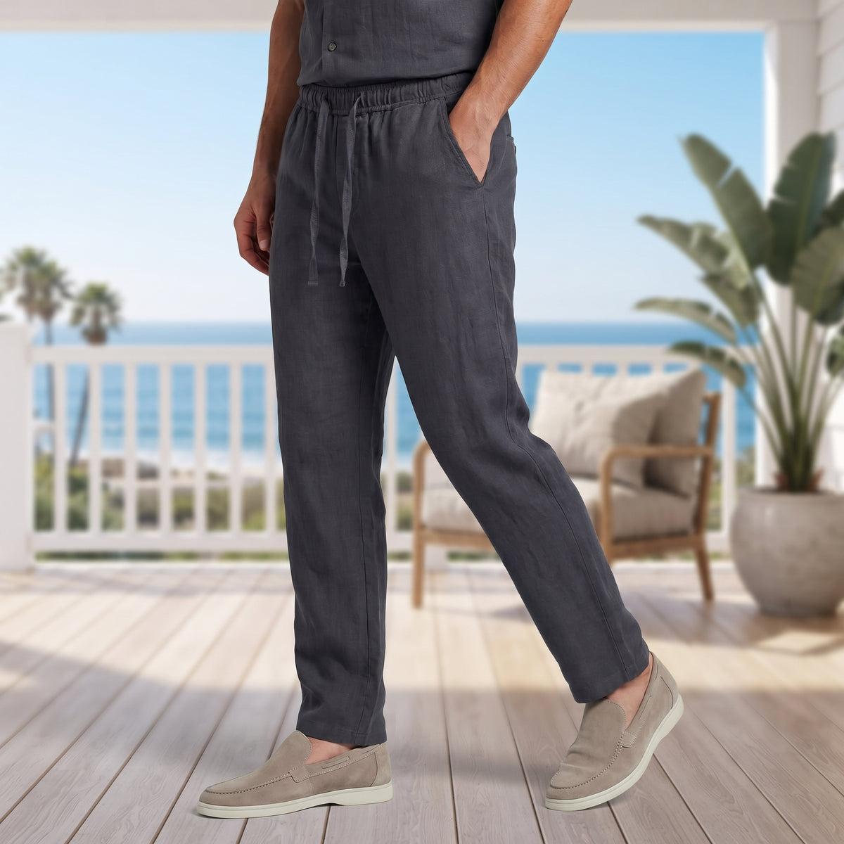 Relaxed Straight Leg Casual Trousers