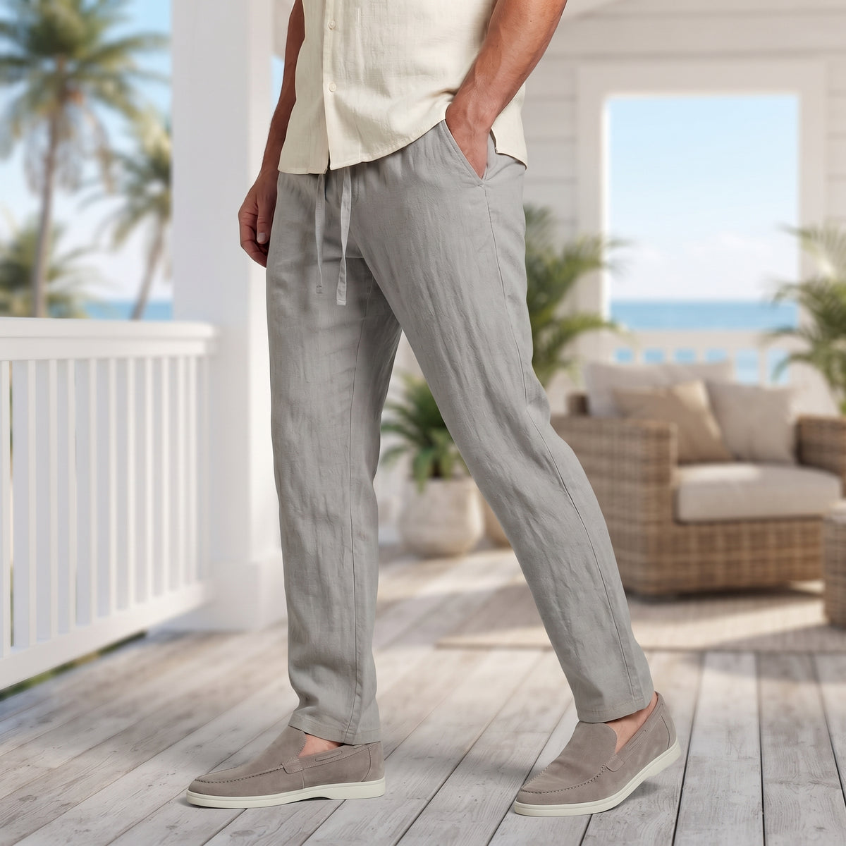 Relaxed Straight Leg Casual Trousers