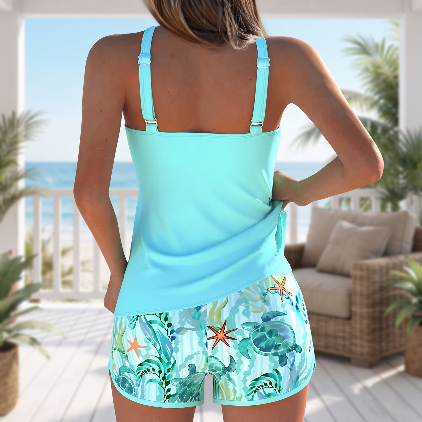 Printed Shorts Tankini Set