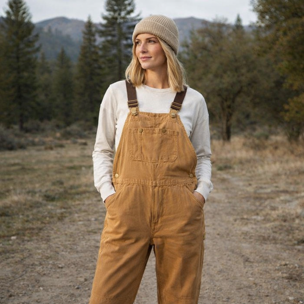 Camel Straight-Leg Bib Overalls With Adjustable Straps