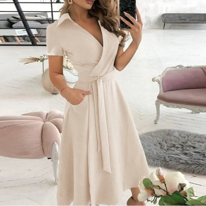 Elegant A-Line Midi Dress for Effortless Summer Style in Lightweight Linen 3