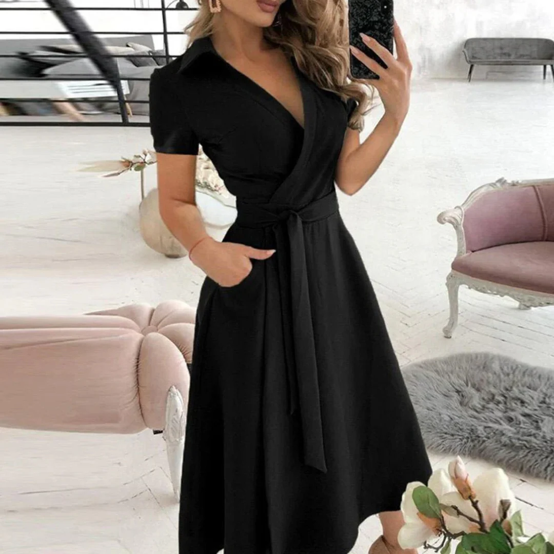 Elegant A-Line Midi Dress for Effortless Summer Style in Lightweight Linen 4