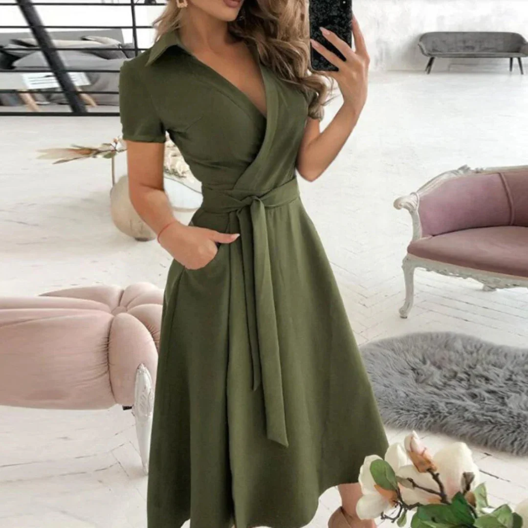 Elegant A-Line Midi Dress for Effortless Summer Style in Lightweight Linen 5