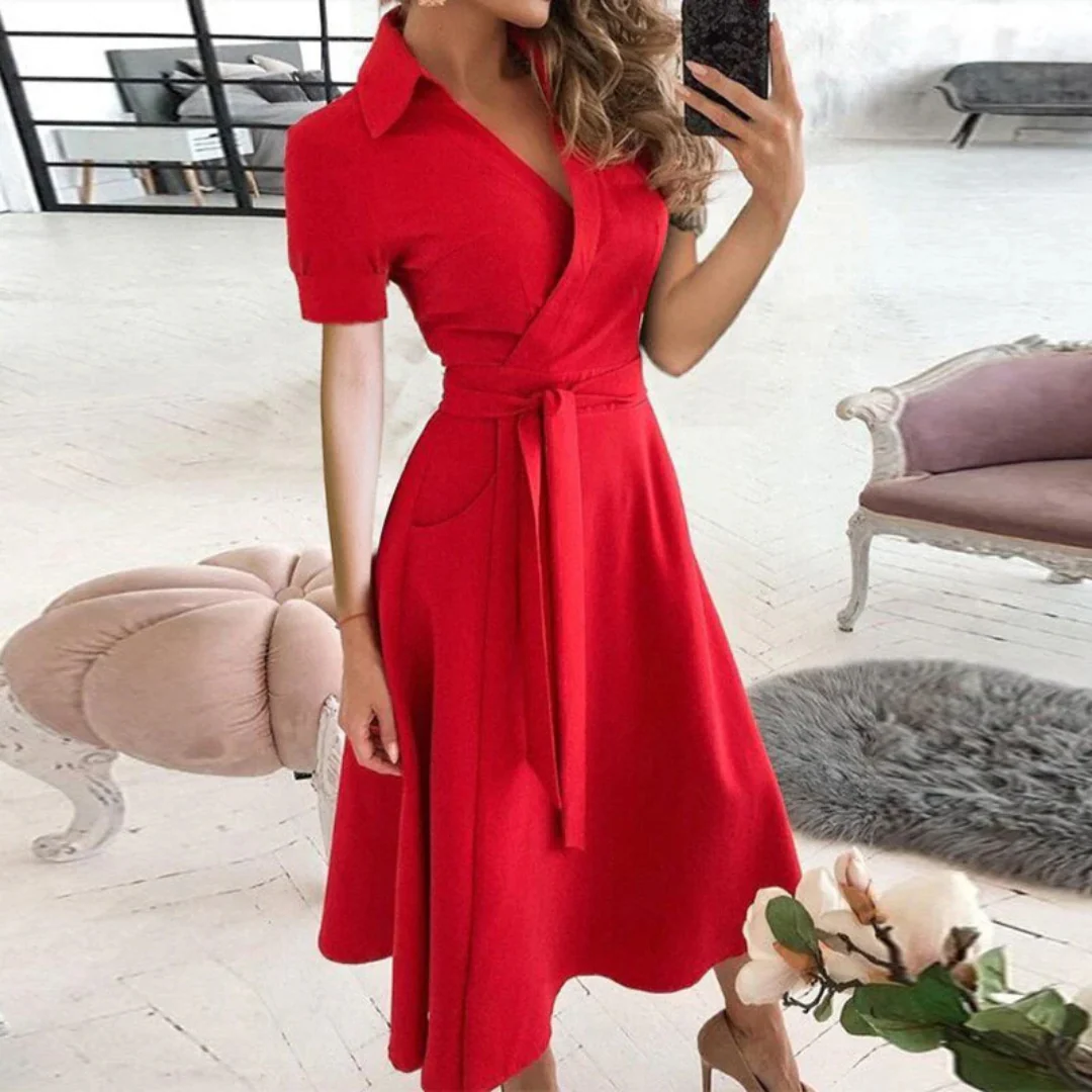 Elegant A-Line Midi Dress for Effortless Summer Style in Lightweight Linen 6