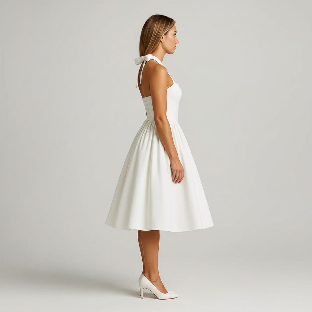 Elegant A-Line Midi Dress for Wedding Guest, Summer and Cocktail Events 1
