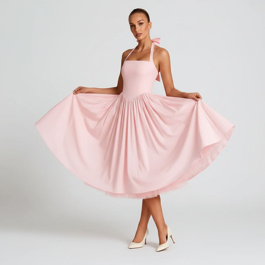 Elegant A-Line Midi Dress for Wedding Guest, Summer and Cocktail Events 5