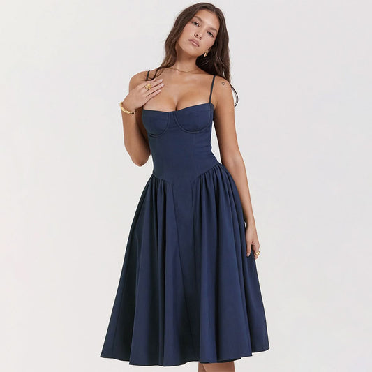 Elegant Corset Midi Dress - Adjustable Straps, Flattering Fit for Cocktail & Formal Events 5